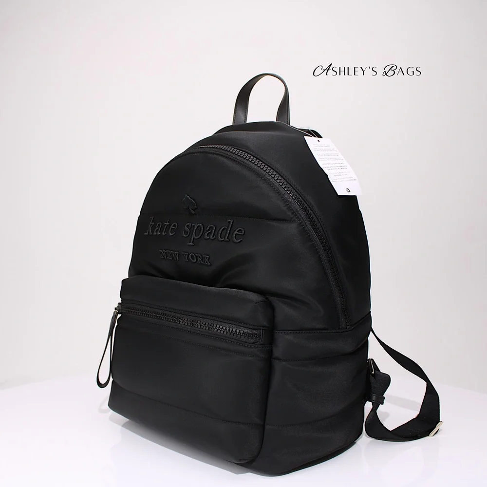 Kate Spade Ella Large Puffy Backpack In Black - Picture 2 of 11